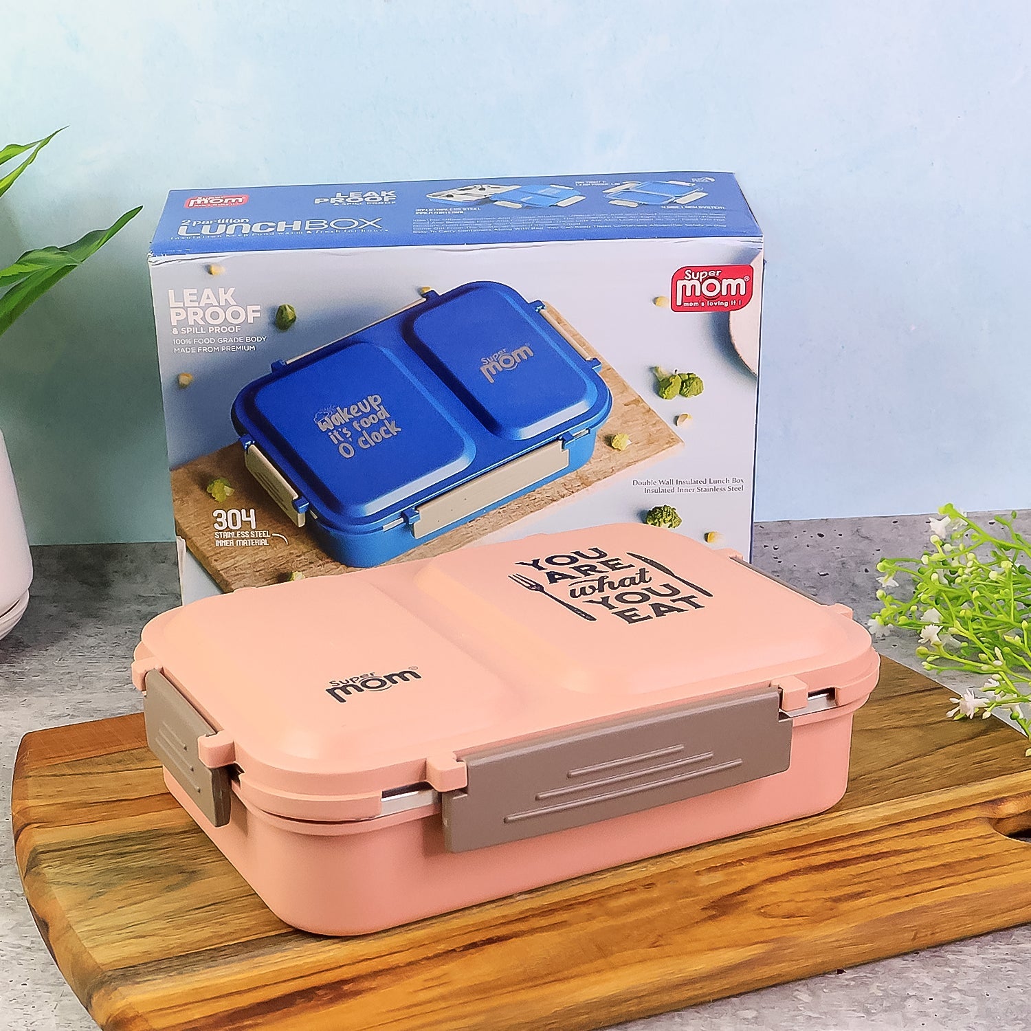 Supermom 2 Partition Stainless Steel Lunch Box Supermom 2 Partition Stainless Steel Lunch Box